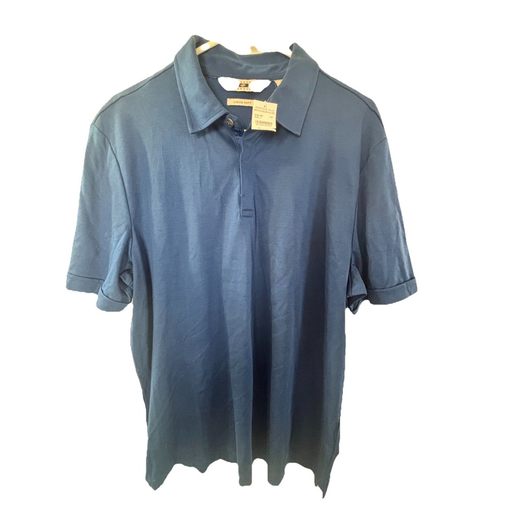 Joseph Abboud Liquid Soft Mens L Polo Shirt Navy Blue Short Sleeve NWT‎